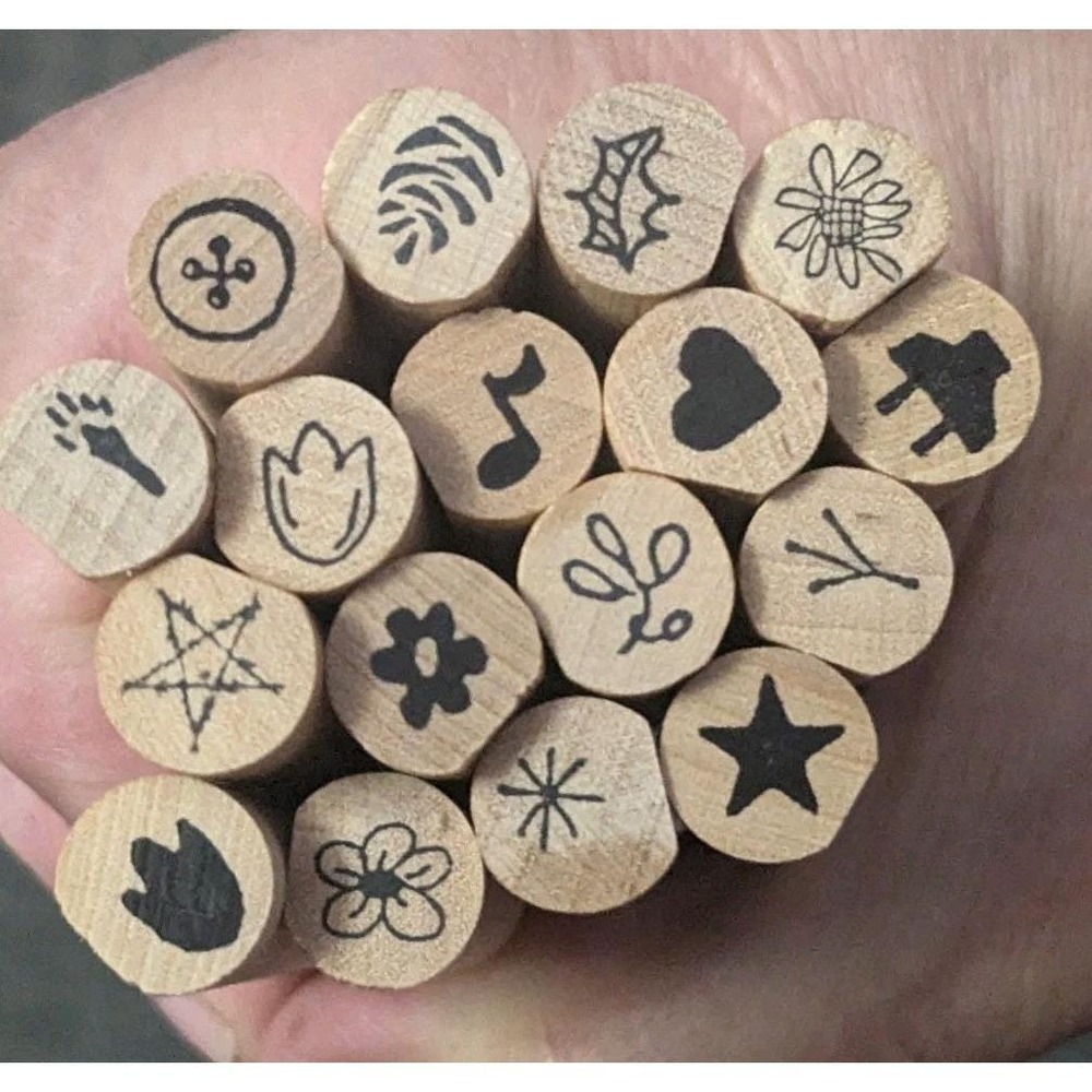 Lot Of 17 Stamps by Judith Sticks Wood Rubber Ink Stamp Assorted